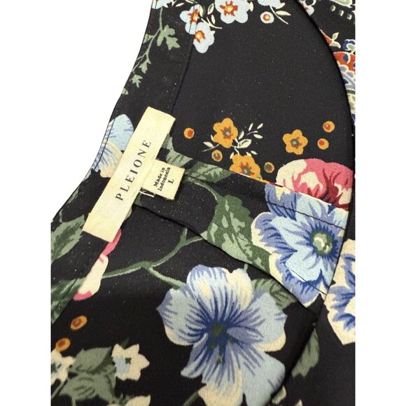 Pleione Size L Womens Blouse Black , Blue ,Pink Floral Sleeveless Round Top - Picture 5 of 9